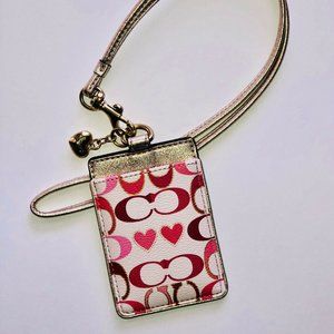Coach C Peyton Signature Heart Lanyard ID Case